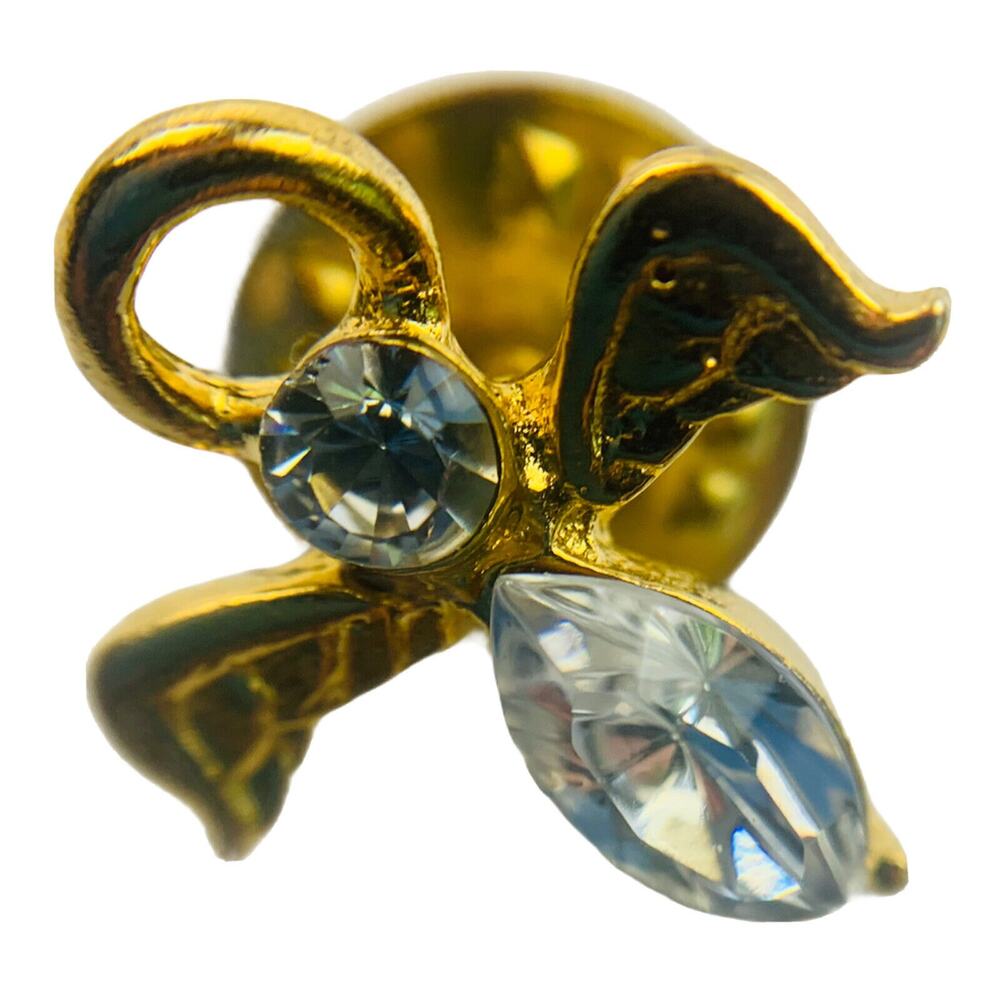 Vintage Angel Lapel Pin Tack Crystal Guardian 3/4"